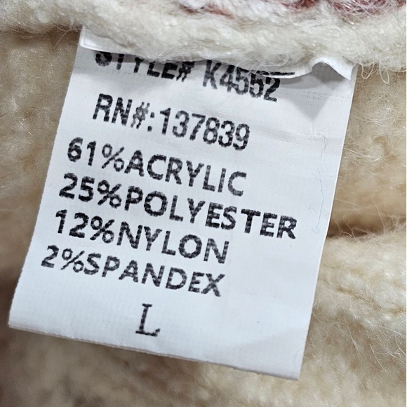 LUNA IVY Patchwork Knit Cardigan Sweater Floral Applique Earth Tones Women's L - Picture 4 of 9